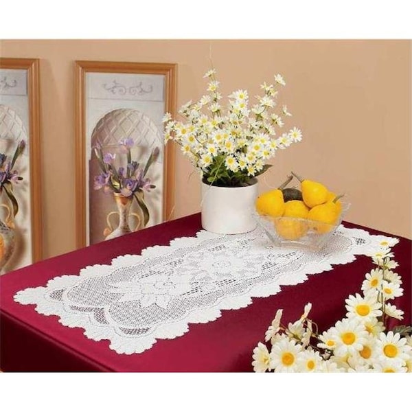 Tapestry Trading Tapestry Trading 558W1643 16 x 46 in. European Lace Table Runner; White 558W1643 - main